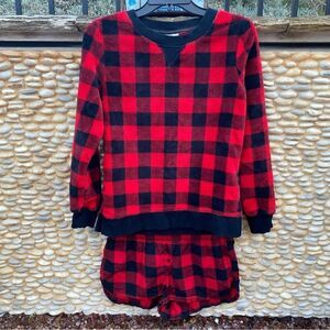 Wondershop Buffalo Red/ Black Plaid Sleepwear Top & Boxer Shorts. Size Small EUC